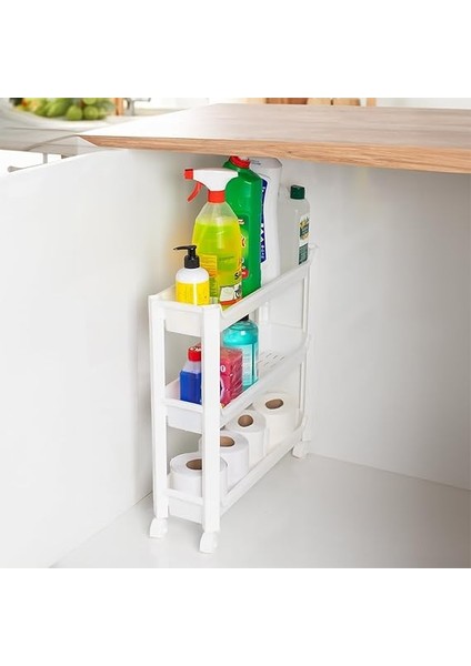 Org-65 Tekerlekli 3 Katlı Organizer Raf Beyaz fırsatları
