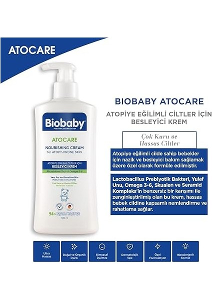 Atocare Bebek Kremi – Çok Kuru ve Atopiye Eğilimli Ciltler Için – 500 ml Pompalı Şişe – Prebiyotik & Postbiyotik Içerikli Nemlendirici Bakım Kremi indirimleri