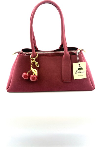 Kadın Kiraz Charm Detaylı Süet El ve Omuz Çantası fiyatları