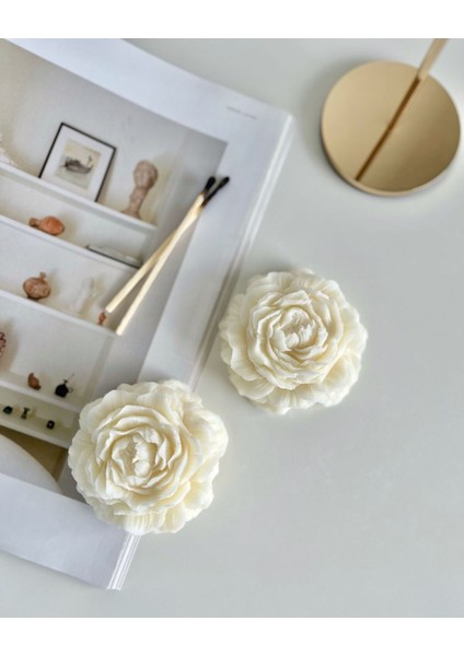 Candle Yapımı Kokusuz Açmış Şakayik Gül Dekoratif Kalıp Mum– Kırık Beyaz -7 cm fiyatları