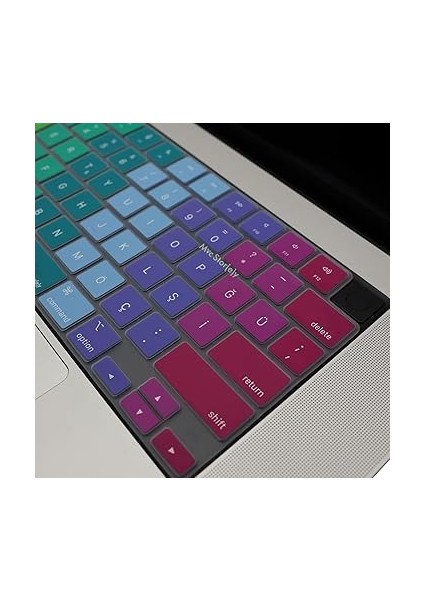 MacBook Klavye Koruyucu Us Ingilizce Amerikan-Return-Enter-Için Türkçe Çeviri Baskı Air 13,6-15,3inç - Pro 14,2-16,2inç M1-M2-M3-M4 Pro Max Uyumlu, Ince Hafif Silikon Klavye Filmi Pembe Yeşil modelleri