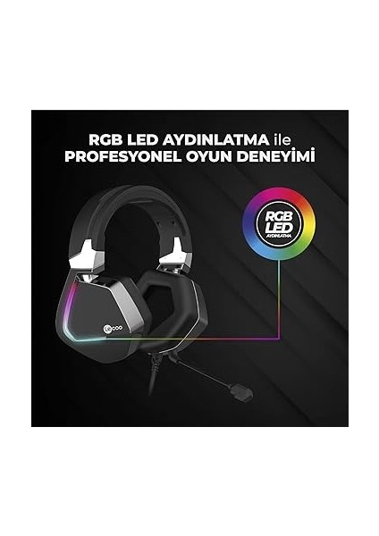 HT402 Kablolu 3.5mm Jack + USB Kulak Üstü Rgb LED Aydınlatmalı Oyuncu Kulaklığı - Ayarlanabilir Kafa Bandı, Çıkartılabilir Mikrofon, Konforlu Kulak Yastıkları, 1.8m Kablo, Gaming Kulaklık Siyah modelleri