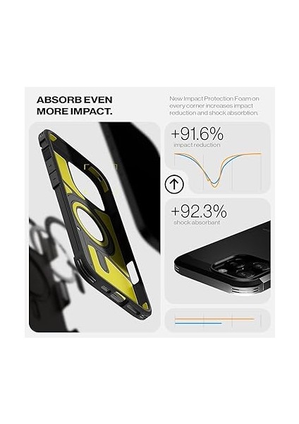 iPhone 16 Pro Max ile Uyumlu Ekstra Dayanıklı Magsafe Kılıf Tough Armor Ai Hava Kanalı Teknolojisi Askeri Sınıf Koruma Magfit Black Çift Katman Kapak - ACS08013 indirimleri