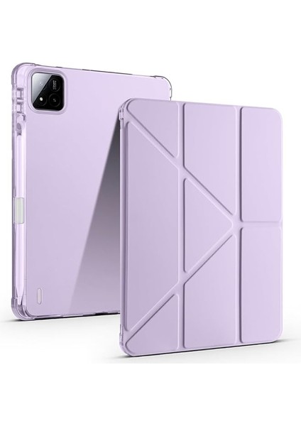 Xiaomi Pad 7/7 Pro ile Uyumlu Kılıf Tri Folding Silikon Kalem Bölmeli Katlanabilir Standlı Pu Deri Yumuşak Kapak, Tablet Kılıfı [kalem Alanı, Akıllı Kapak, Uyku Modlu], Lila