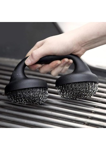 Premium Bbq Izgara Fırçası, Kolay Tutma Özelliği ile Çift Pedli Paslanmaz Çelik Temizleyici 1710