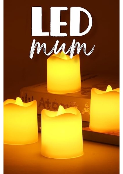 4 Adet Mini LED Mum Seti Pilli Dumansız Alevli Ledli Dekoratif Yapay Mum Dekor Işığı (4 Adet (Mat Beyaz 4,5 Cm)) fiyatları