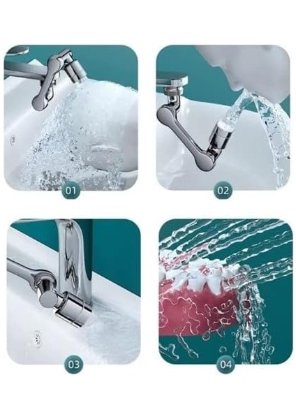 1080 Derece Dönebilen Robotik Kol Musluk Başlığı, Musluk Uzatma Aparatı Ucu, A1, Krom fırsatları