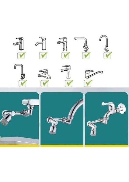 1080 Derece Dönebilen Robotik Kol Musluk Başlığı, Musluk Uzatma Aparatı Ucu, A1, Krom indirimleri