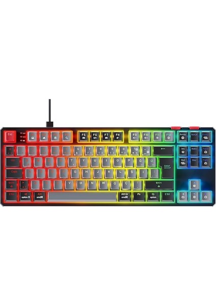 Yoru Tkl Type-C Outemu Rgb Red Swich Mekanik Oyuncu Klavyesi- Gri/siyah