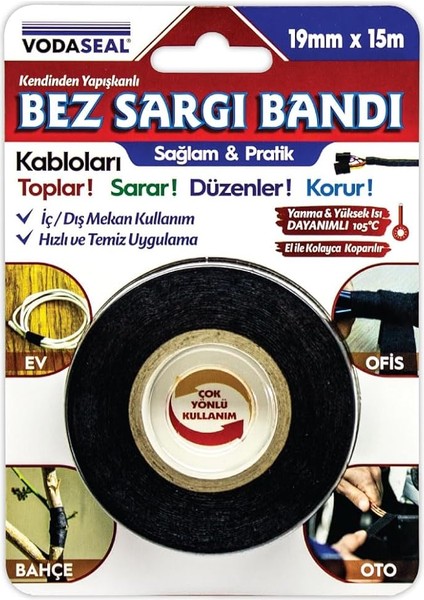 Bez Sargı Bandı, Siyah, 19 mm x 15 mt