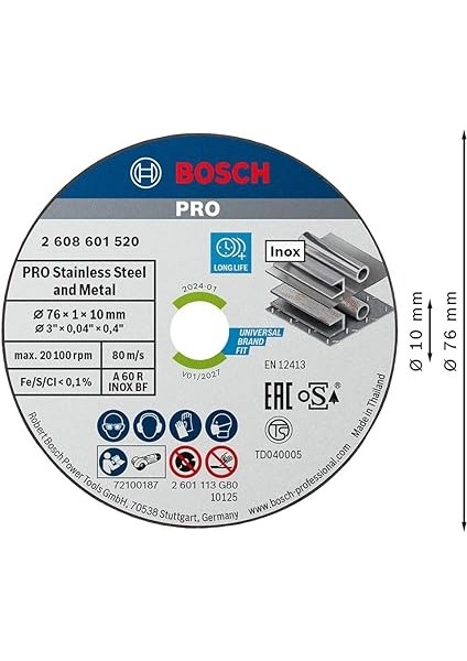 Professional Accessories 5 Adet Kesme Diski (Inox Uzmanı, 10 mm Yuvalı Açılı Taşlama Makinesi Için Aksesuar) indirimleri