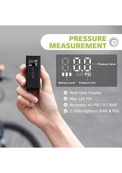 Tiny Pump Mini Bisiklet Hava Pompası, Maksimum 120 Psı Elektrikli Bisiklet Hava Pompası, Otomatik Kapanma, Presta ve Schrader Valfli, E-Bisiklet, Dağ Bisikleti, Şehir Bisikleti ve Yarış fiyatları