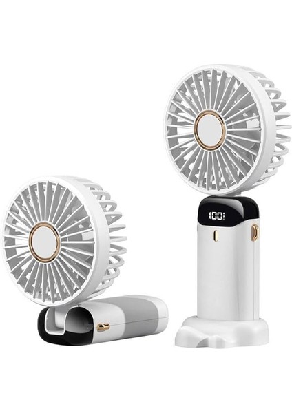 Dijital LED Göstergeli Katlanabilir Askılıklı Portatif Mini Vantilatör Soğutucu El Fanı (N15)