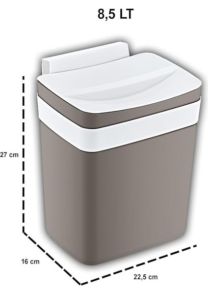 Soft Askılı Çöp Kutusu Terra 8,5 Lt - Bej, Çok Amaçlı Askılı Çöp Kutusu, Dolap Kapağı Askılı, Mutfak ve Banyo Için modelleri