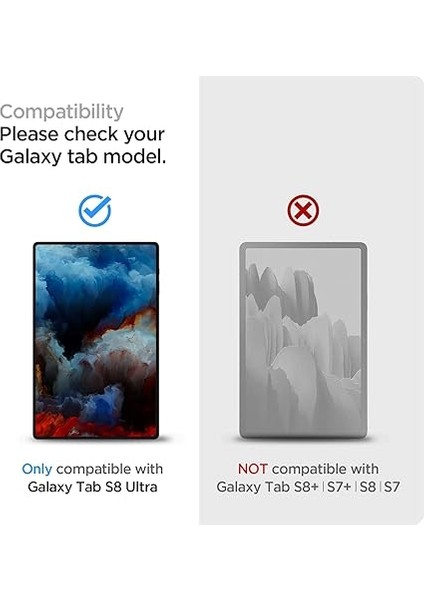 Samsung Galaxy Tab S8 Ultra Cam Ekran Koruyucu Kolay Kurulum Glas.tr Ez Fit Slim Hd - AGL04226 modelleri