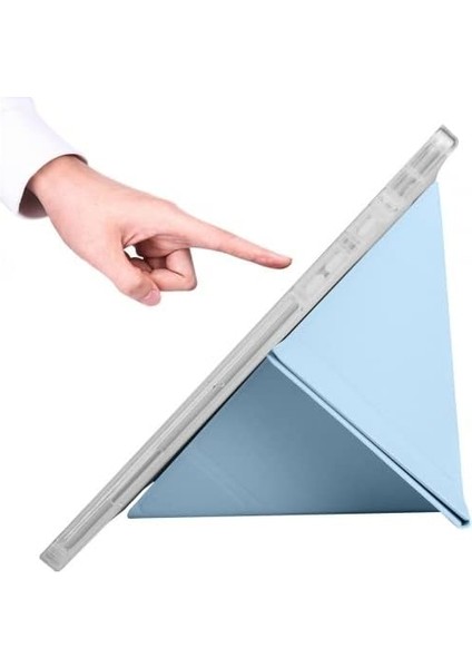 Samsung Galaxy Tab A8 10.5 SM-X200 Tablet Kılıfı Standlı Tri Folding Kalemlikli Silikon Smart Cover - Mavi fiyatları