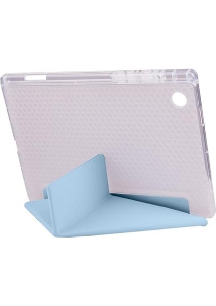 Samsung Galaxy Tab A8 10.5 SM-X200 Tablet Kılıfı Standlı Tri Folding Kalemlikli Silikon Smart Cover - Mavi modelleri