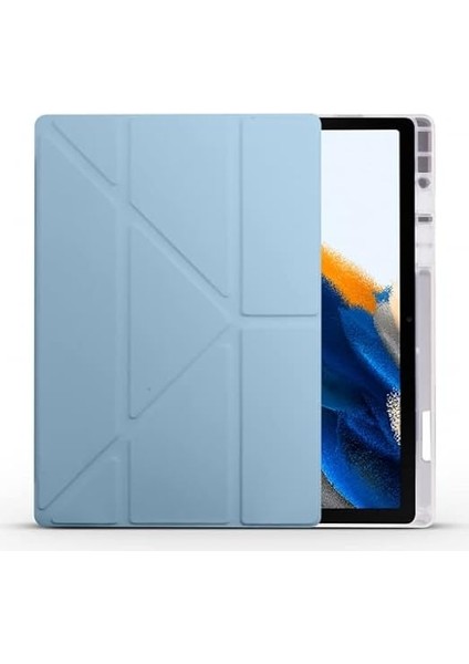Samsung Galaxy Tab A8 10.5 SM-X200 Tablet Kılıfı Standlı Tri Folding Kalemlikli Silikon Smart Cover - Mavi indirimleri