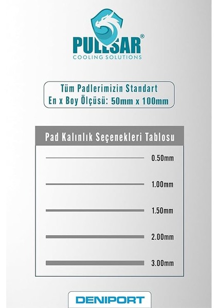 Thermopad One/termal-Thermal Pad / 8.0 W/mk 100X50 (1.00 Mm) modelleri