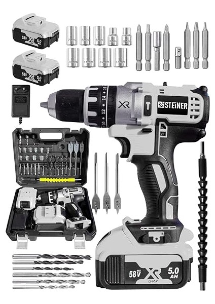 Alman Darbeli 58 V 5 Ah Gri Xr Li-Ion Çift Akülü Şarjlı Vidalama Matkap Pro Set fiyatları