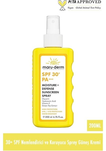 Spf 30+ Nemlendirici + Koruyucu Güneş Kremi Spreyi 200 ml fiyatları