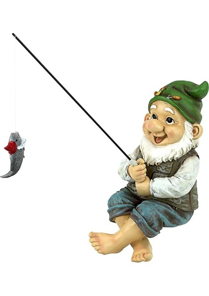 Toscano Ziggy The Fishing Gnome Heykel Bahçe Süsü, Çok Renkli