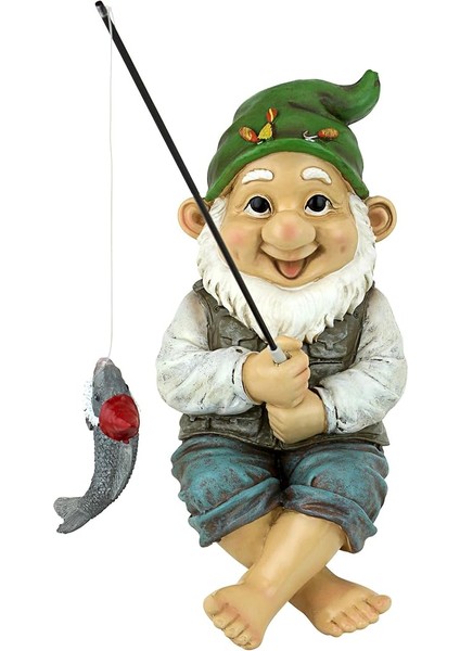 Toscano Ziggy The Fishing Gnome Heykel Bahçe Süsü, Çok Renkli modelleri