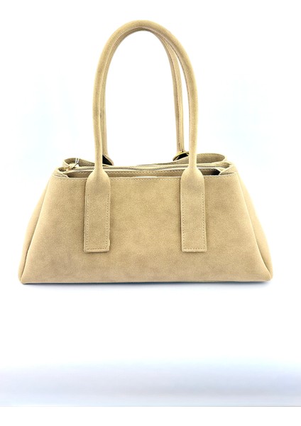 Kadın Kiraz Charm Detaylı Süet El ve Omuz Çantası