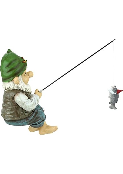 Toscano Ziggy The Fishing Gnome Heykel Bahçe Süsü, Çok Renkli indirimleri