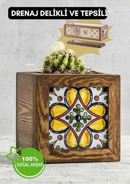 El Yapımı 1 Meksika Çinili Dekoratif Modern Ahşap Dikdörtgen Bahçe Balkon Saksı Saksılık Çiçeklik fiyatları