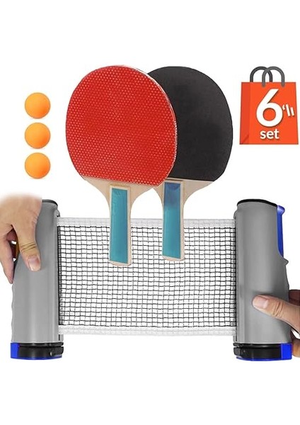 Tenisi Filesi Raket Top Seti 6lı Otomatik Gerdirme Mekanizmalı Tüm Masalara Uyumlu Pinpon Ağı fiyatları