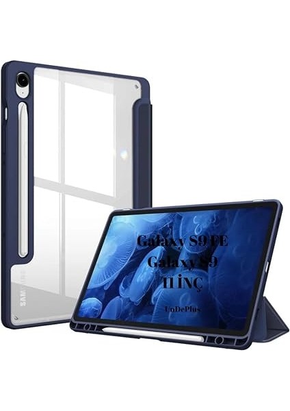 Galaxy Tab S10 Fe+ Plus 13.1inç ile Uyumlu Kılıf Grafiti Şeffaf Kalem Bölmeli X620 X626 Lacivert modelleri