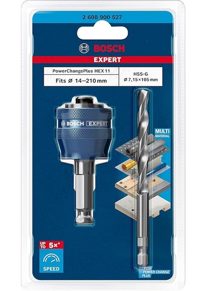 2x Expert Power Change Plus Delik Açma Testeresi Sistem Adaptörleri ve Delme Uçları (, Ø 7,15 Mm, Şaft, Biçimi Altıgen Mm, Aksesuar Darbeli Matkap/vidalama)