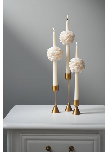 Candle El Yapımı Kokusuz Şakayik Çiçekli Şamdanlık Dekoratif Kalıp Mum– Kırık Beyaz -20*2 indirimleri