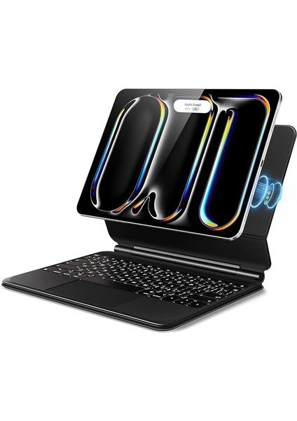 Pro 13 Inç M4 2024 Uyumlu Magic Klavyeli Aydınlatmalı Manyetik Kılıfı