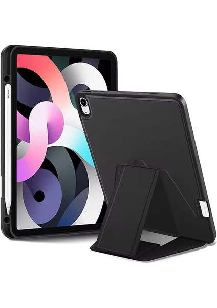 Samsung Galaxy Tab S9 Fe ile Uyumlu Kılıf Lüks Kadife Iç Kaplamalı Galaxy Tab S9 Fe Suni Deri, Mıknatıslı V- Stand Tablet Arka Kapak (Siyah, Samsung Galaxy Tab S9 Fe)