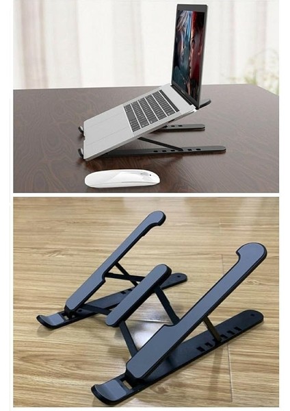 Yükseklik Ayarlı Katlanabilir Laptop Tablet Standı Siyah
