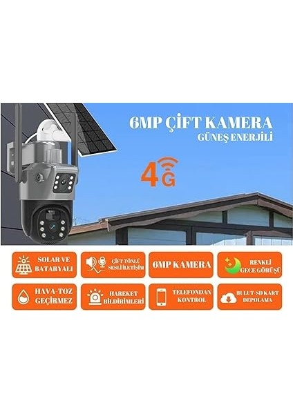 4g Güneş Enerjili Güvenlik Kamerası, Yüksek Çözünürlük, Geniş Kapsama (ETS4G-001) fiyatları