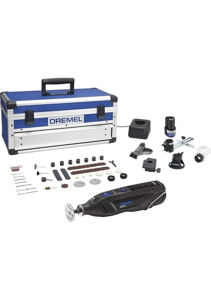 8260 Dünyanın Akıllı ve Fırçasız Motorlu Ilk Çok Amaçlı El Motoru, 2X12 V 3 Ah Lityum Iyon Akü, 5 Bağlantı Parçalı, 65 Aksesuarlı