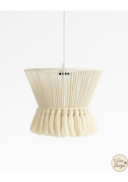 El Yapımı Krem Pamuk Makrome Bohem Püsküllü Avize / Salon, Yatak Odası ,oturma Odası, Ofis, Balkon indirimleri