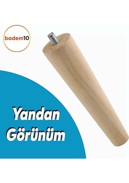 Ahşap Mobilya Koltuk Kanepe Sehpa Masa Ayağı Ayakları M8 Civatalı 15 cm + Bağlantı Aparatlı 8'li Set modelleri