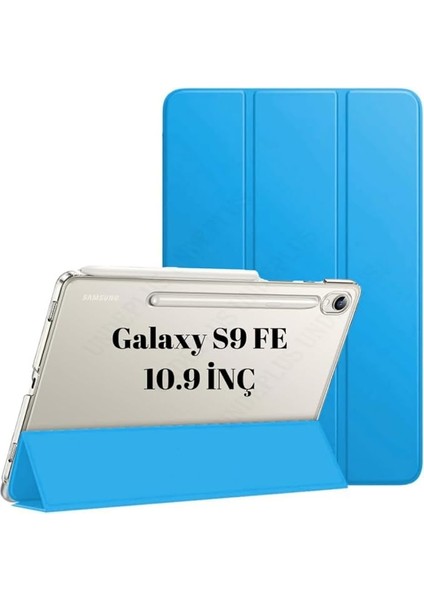 Galaxy Tab S9 Fe X510 X516 X518 ile Uyumlu Kılıf Pu Deri Smart Standlı Case Mavi