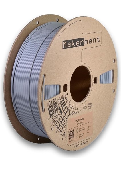 Pla Maker, 1.75MM 1kg 3D Yazıcı Pla Filament (Gümüş Gri)