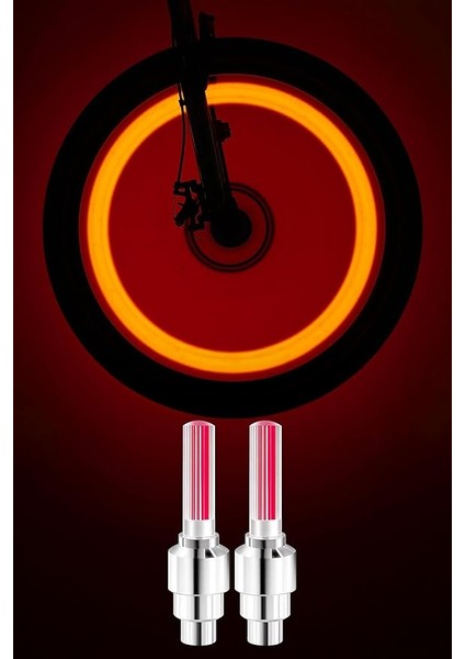 Hareket Sensörlü Bisiklet Teker Işığı LED Araba Motor Tekerlek Lambası Sibop Kapağı Kırmızı 3972