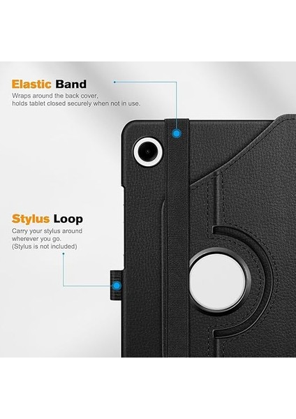 Samsung Galaxy Tab A9 Plus X210 Yatay ve Dikey Standlı 360 Derece Döner Tablet Kılıfı Siyah fırsatları