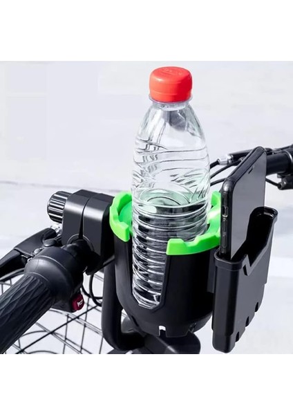 Bisiklet Su Şişesi Tutucu ve Telefon Tutucu, Çok Işlevli 360 Derece Döndürme, Bebek Arabası ve Bisiklet Bardak Tutucu, Suluk ve Telefon Tutucu