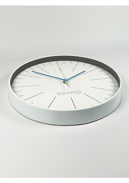 Modern Duvar Saatleri Noble Serisi 35 cm Ø Gerçek Cam Ev/ofis/mutfak/sınıf/okul Sessiz & Akar (Beyaz-Mavi) indirimleri