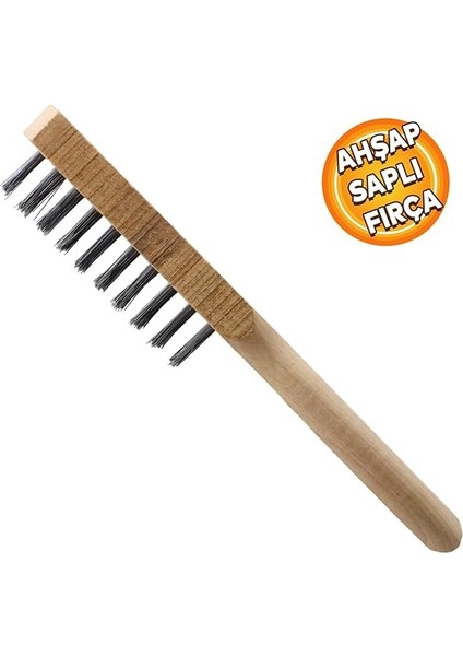 Ahşap Saplı Tel Fırça Kir Pas Mangal Barbekü Izgara Çok Amaçlı Temizleme Fırçası No 4 indirimleri