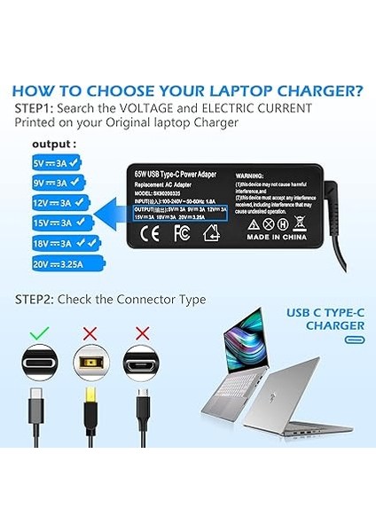 Thinkpad X1 Için 65W USB C Güç Kaynağı Şarj Cihazı Karbon T14 T480 T480S T490 T490S T580 T590 X380 X390 L380 L390 Yoga C740 720 730 720-13 720-13IKB 730-13 910 910-13IKB, Tip C Dizüstü Şarj Cihazı modelleri