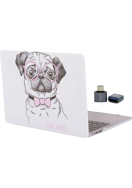 Macbook Air M1 Kılıf 13 Inç Uyumlu Sert Kapak Koruyucu Lazer Baskı Hayvan Dostları Touchıd M1 Air A2337 A2179 A1932 Pembe